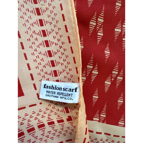 Vintage Eastman Fashion Scarf Red & Cream 100% Acetate Made In Japan Headwear - Picture 3 of 5